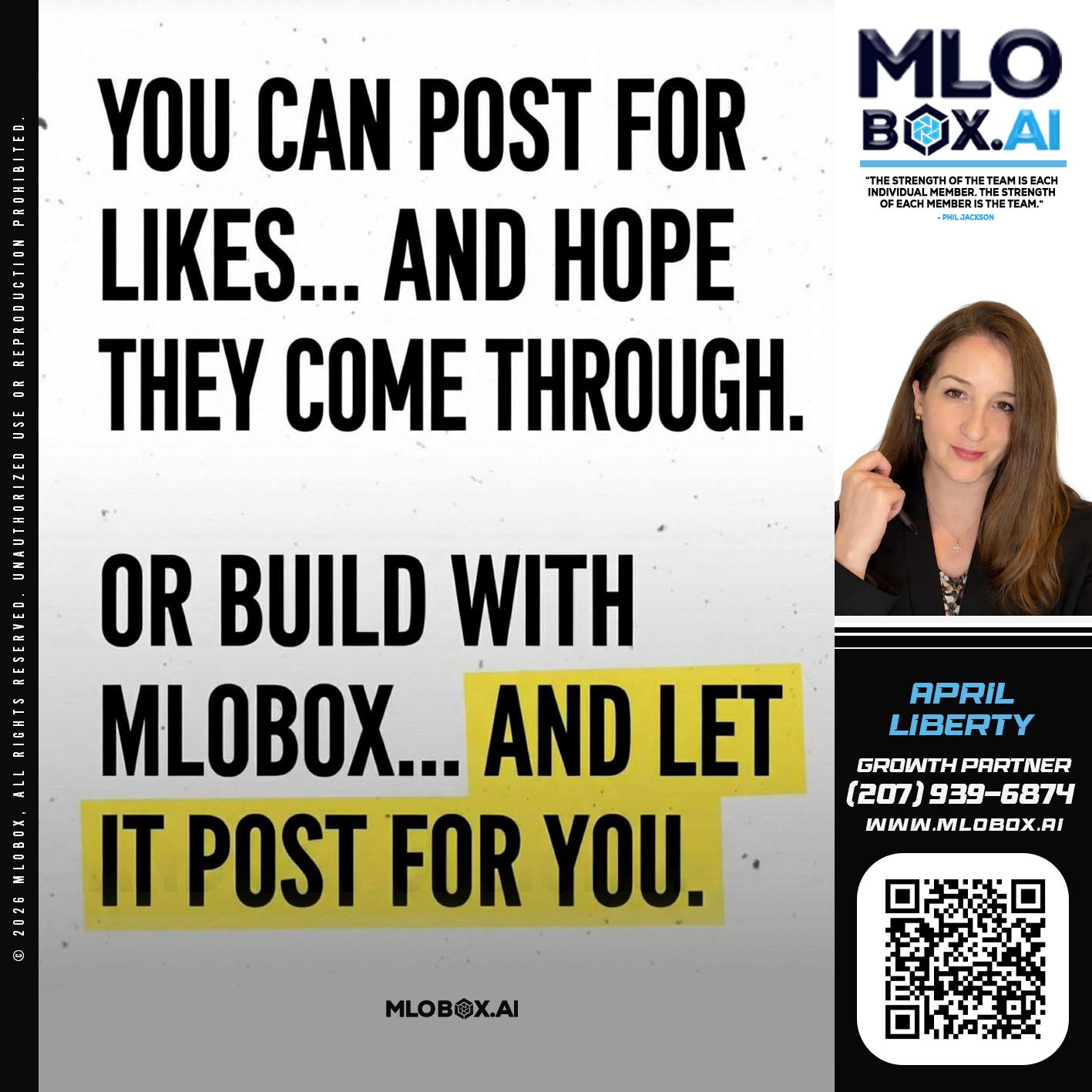 you can post - April Liberty -Mortgage Loan Originator