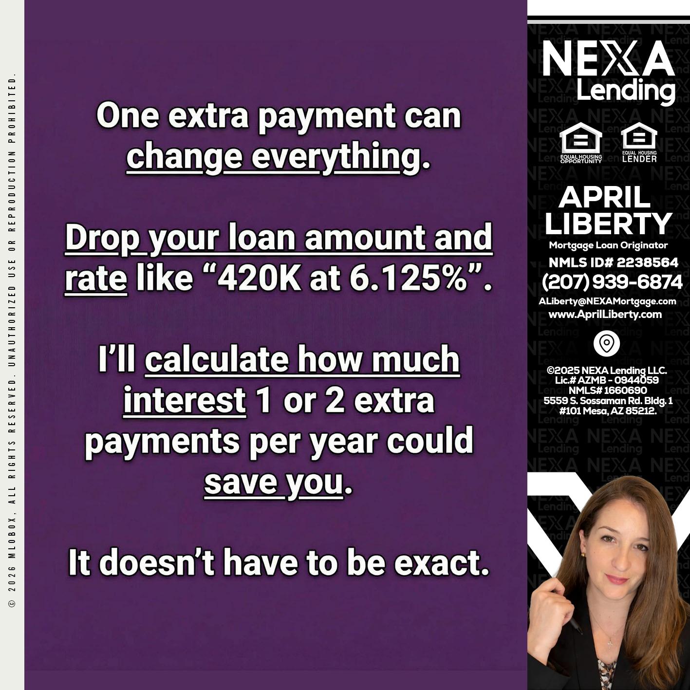 ONE EXTRA - April Liberty -Mortgage Loan Originator