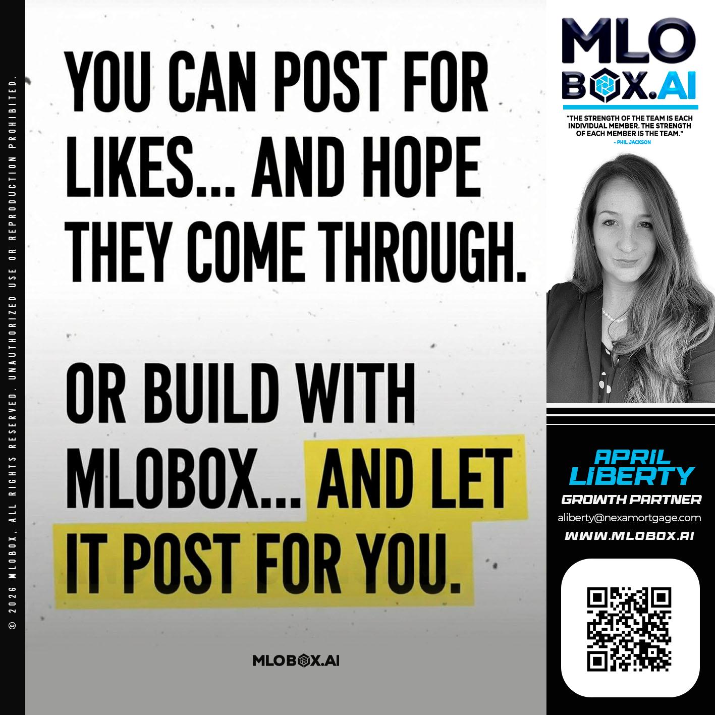 you can post - April Liberty -Mortgage Loan Originator