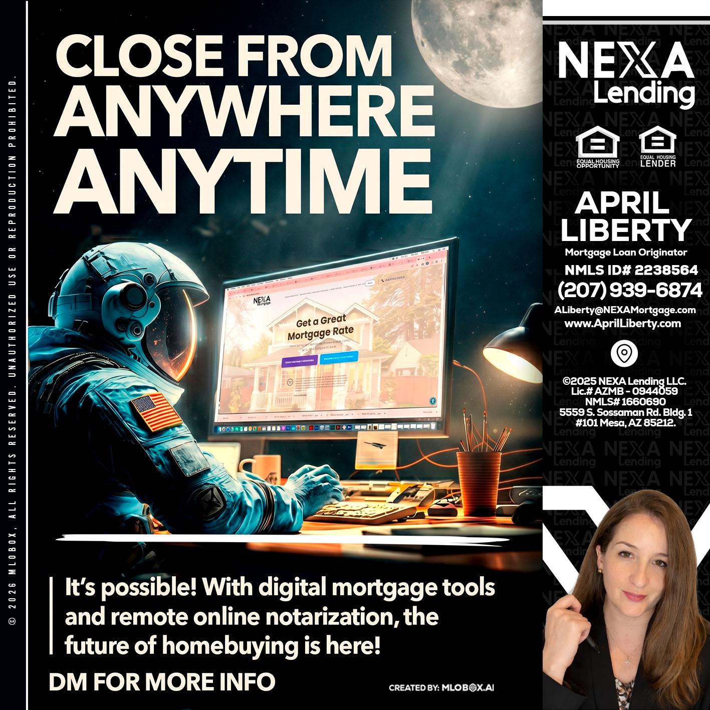 CLOSE FROM - April Liberty -Mortgage Loan Originator