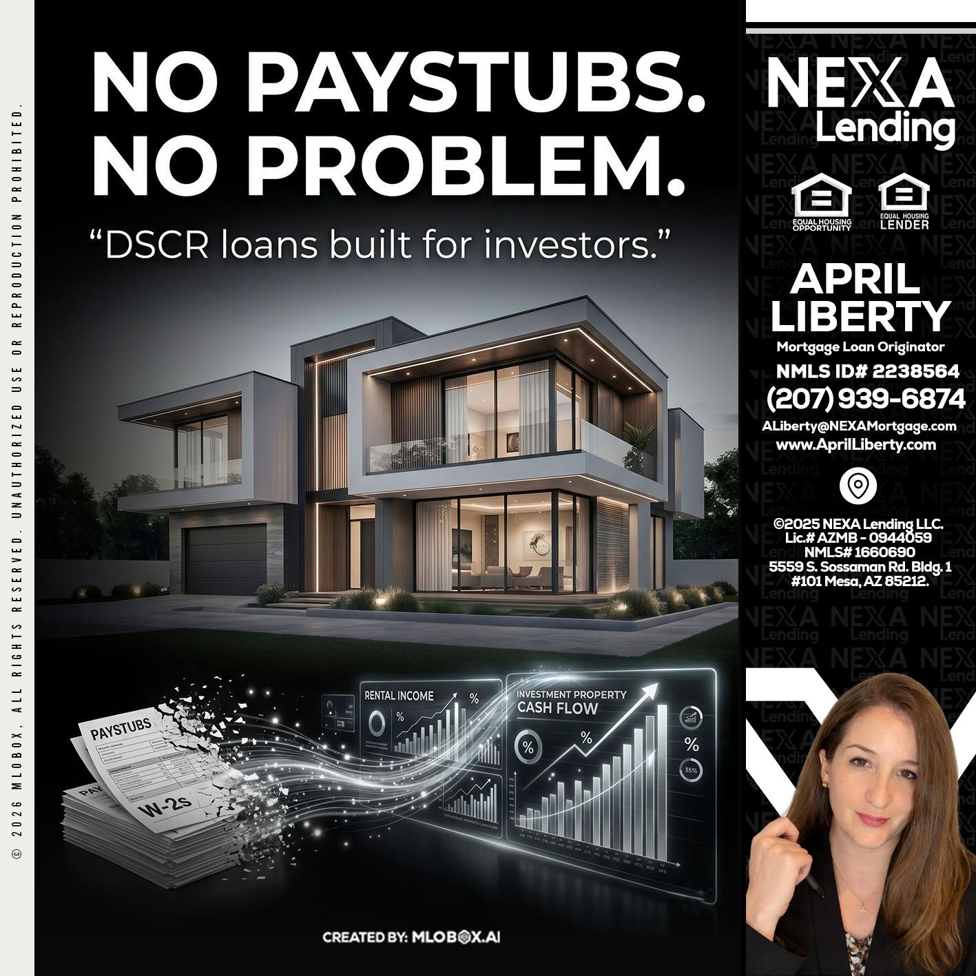 no paystub - April Liberty -Mortgage Loan Originator