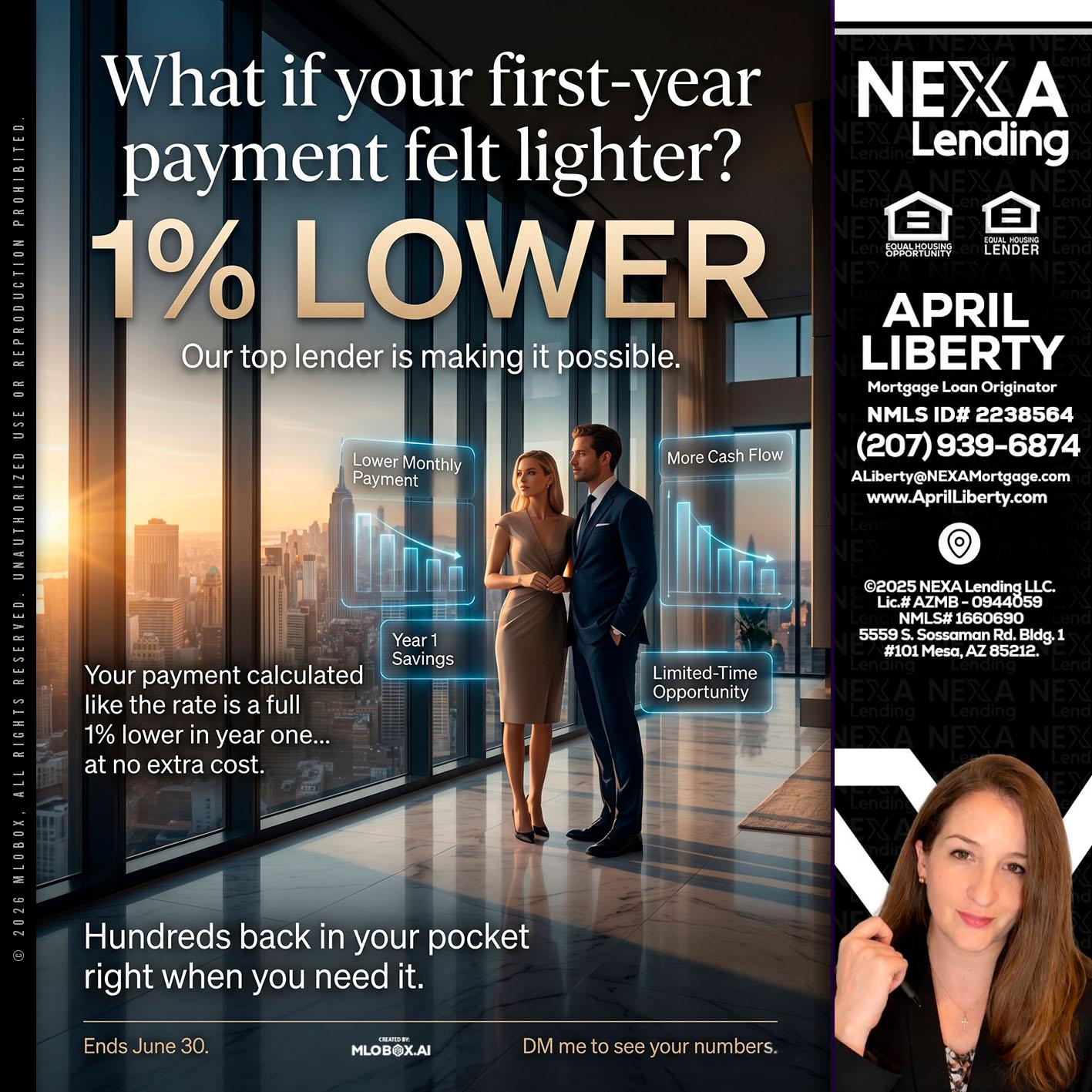 1% LOWER - April Liberty -Mortgage Loan Originator