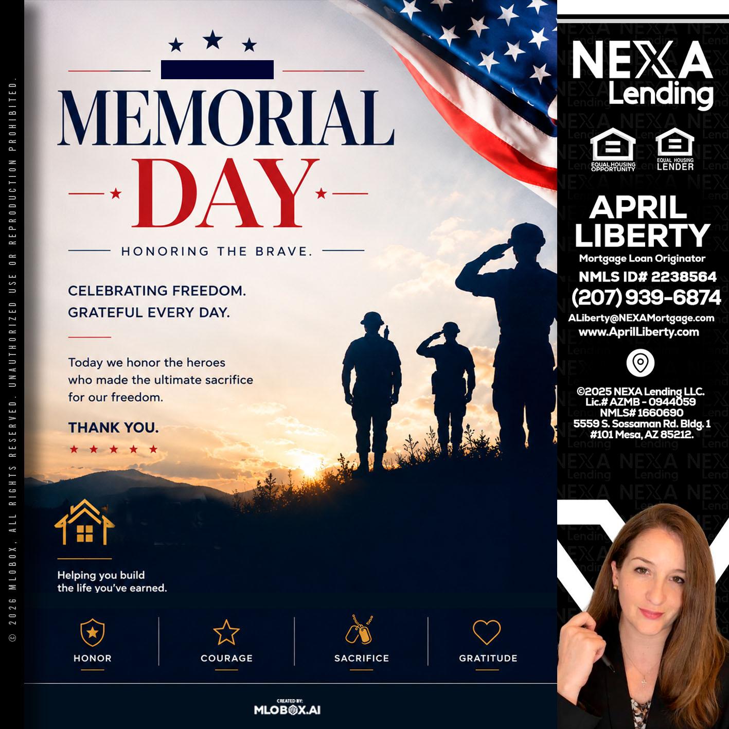 MEMORIAL DAY - April Liberty -Mortgage Loan Originator