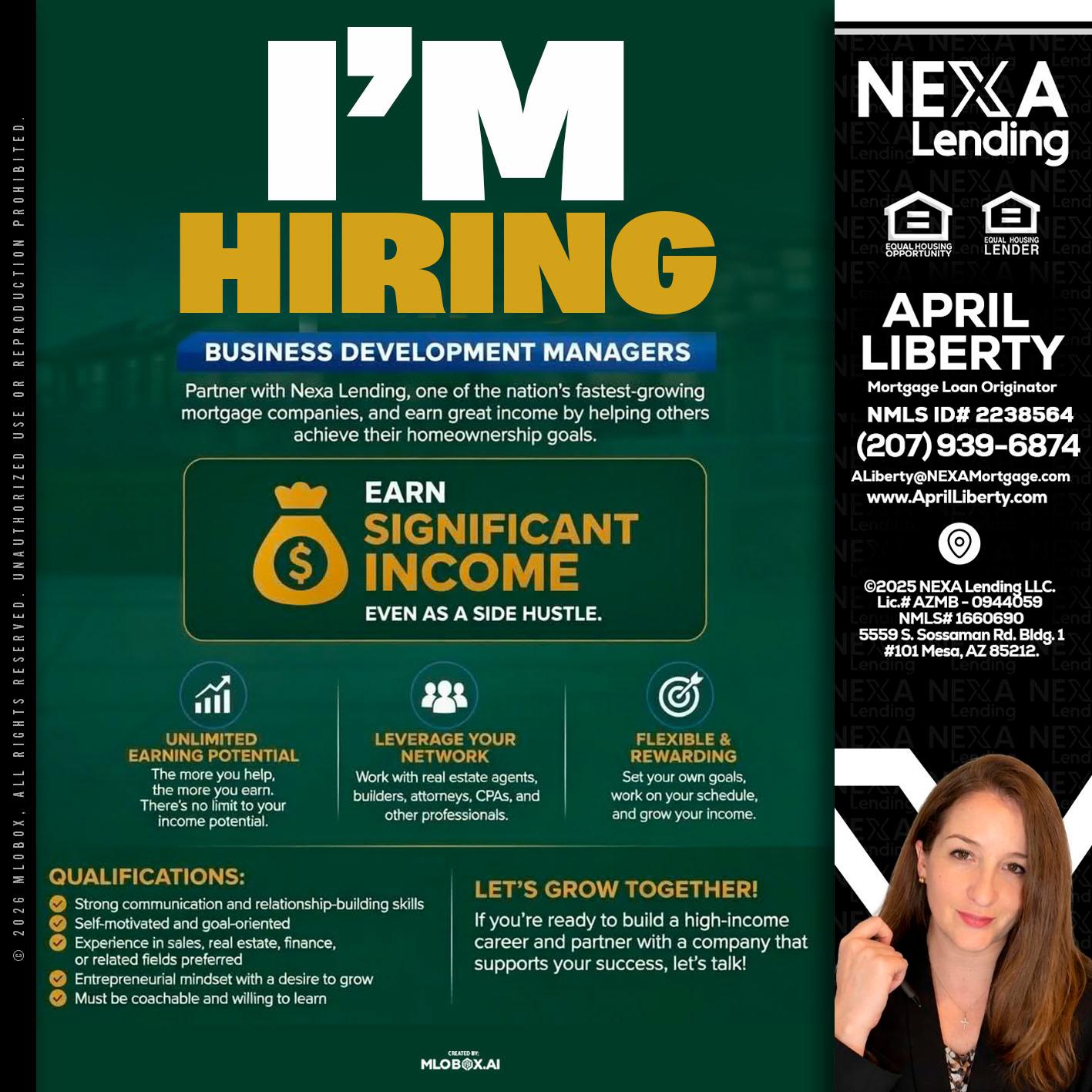 IM HIRING - April Liberty -Mortgage Loan Originator