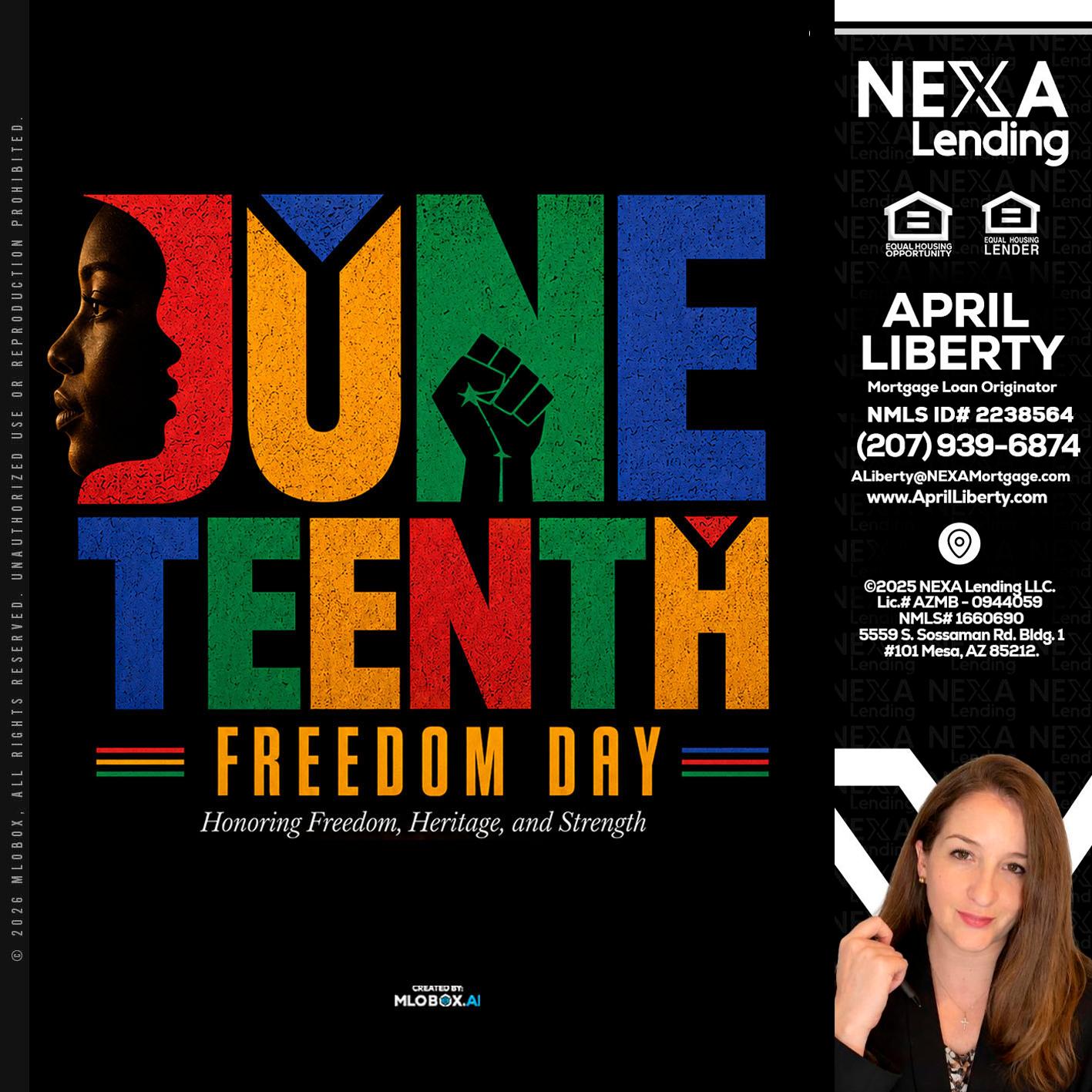 Juneteenth - April Liberty -Mortgage Loan Originator