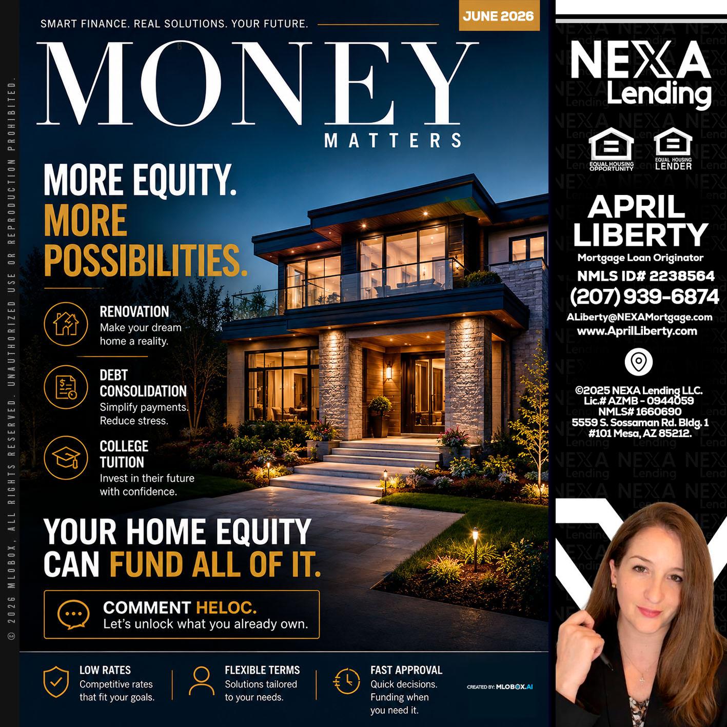 MONEY MATTERS - April Liberty -Mortgage Loan Originator